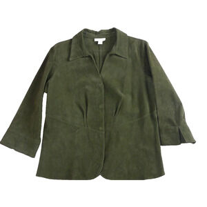 Coldwater Creek Green Suede Jacket Leather Sz L